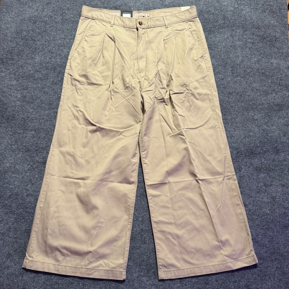 Levi's Premium Pleated 34x28 Wide Leg Trousers Khaki High‎ Rise Size